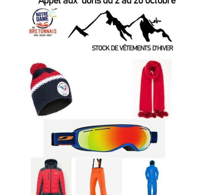 Appel aux dons équipement de ski